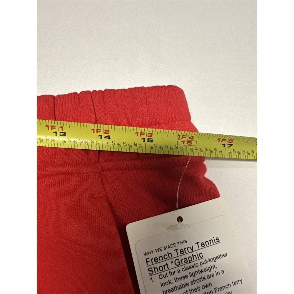 Lululemon Size Large French Terry Graphic Mid Rise Tennis Shorts LURD 3